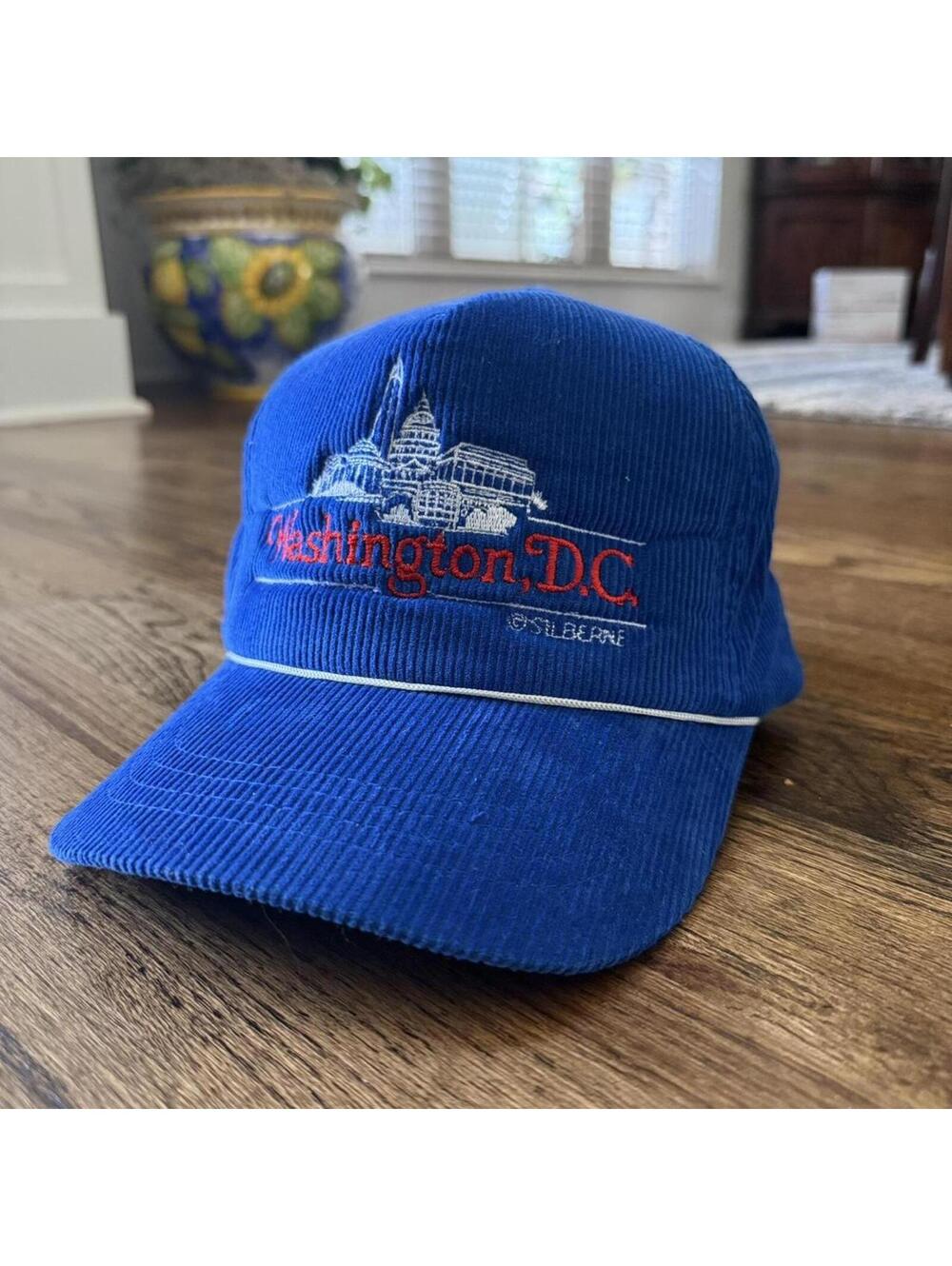 🧢 Vintage Washington DC Corduroy Snapback Hat Blue 90s Tourist